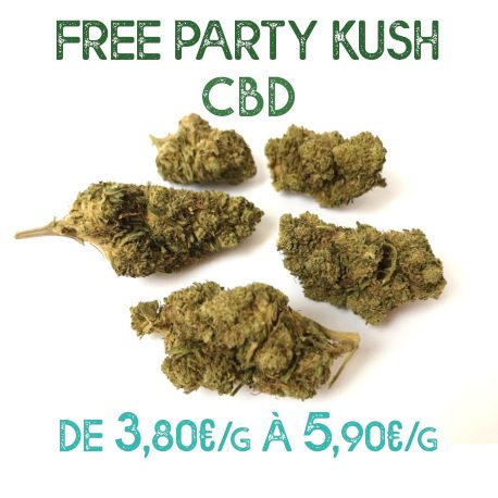 Free-Party Kush CBD en vente sur Marie-Jeanne d'Arc de 3,80€/g à 5,90€/g